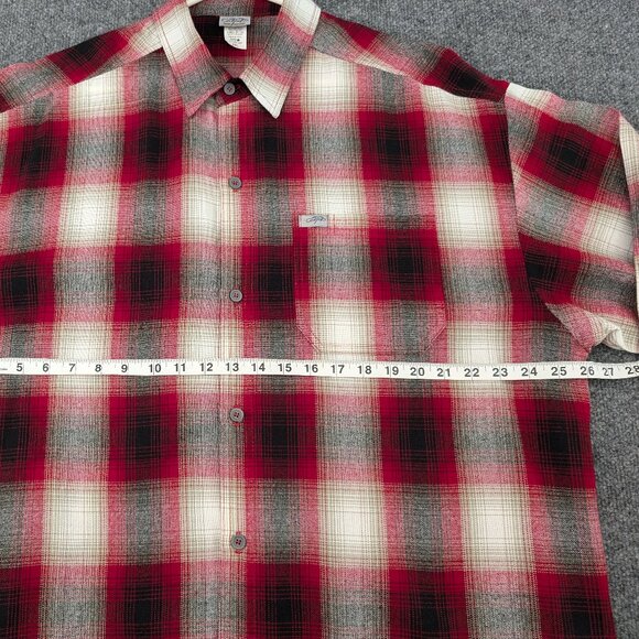 CALTOP Shirt Men's‎ 3XL Red Plaid Flannel Open Pocket Long Sleeve Ombre USA - Picture 13 of 14